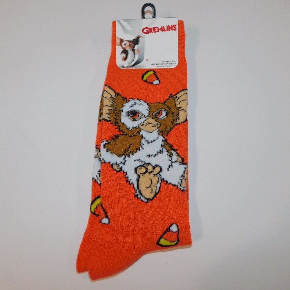 Gremlins Movie Gizmo Mogwai Candy Corn Halloween SOCKS Orange 6-12 NEW